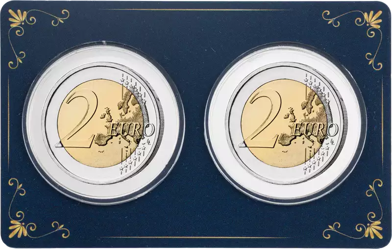 Deux éditions d'artiste de 2 euros chacune, représentant Kate et William.