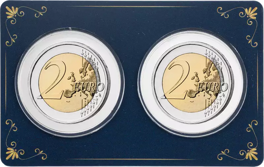 Deux éditions d'artiste de 2 euros chacune, représentant Kate et William.