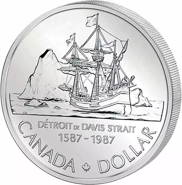 Pièce de 1 dollar canadien Davis Polar Ship 1987