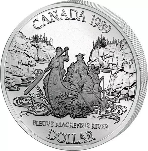 Pièce de 1 dollar canadien commémorant les 200 ans du fleuve Mackenzie (1989), épreuve