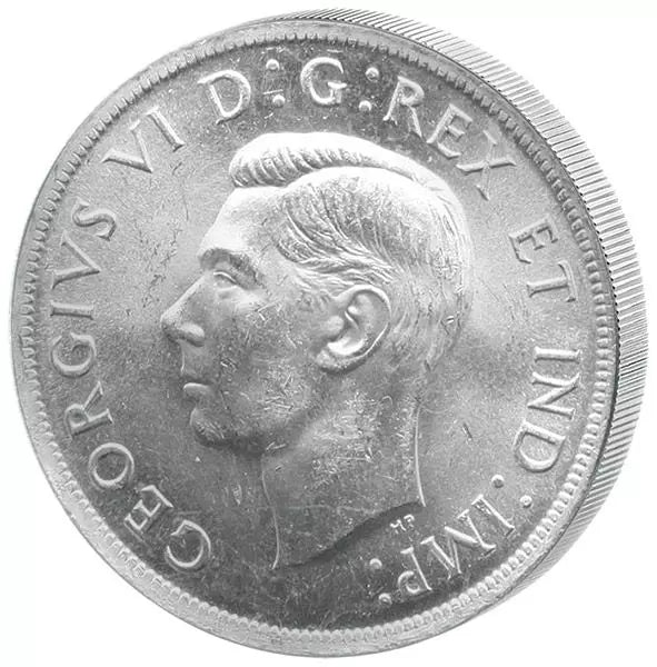 Pièce de 1 dollar canadien, canoë George VI, 1937-1952, excellent état (neuf).