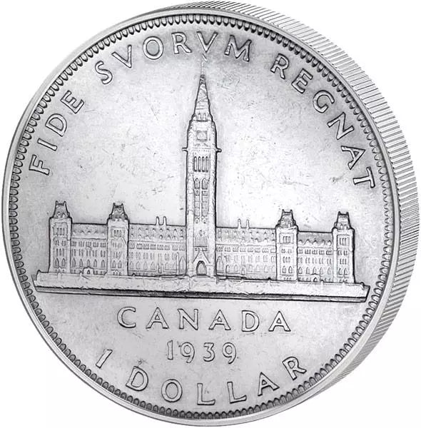 Pièce de 1 dollar canadien, édifice du Parlement, 1939, excellent état