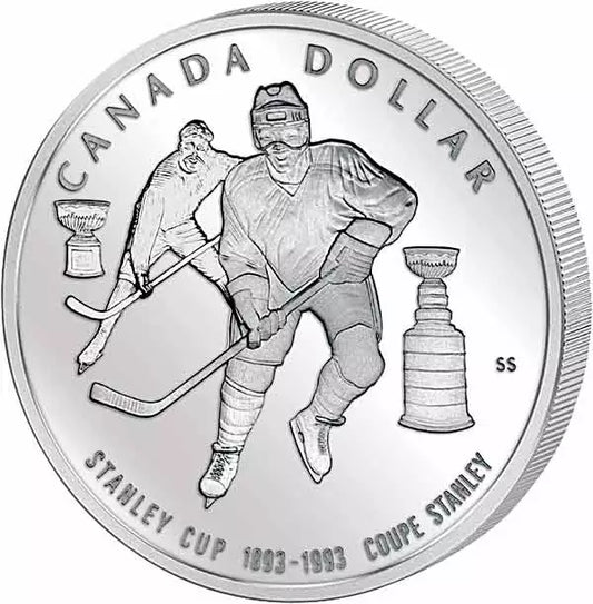 Pièce de 1 dollar canadien commémorant le 100e anniversaire de la Coupe Stanley de hockey sur glace de 1993 (preuve)