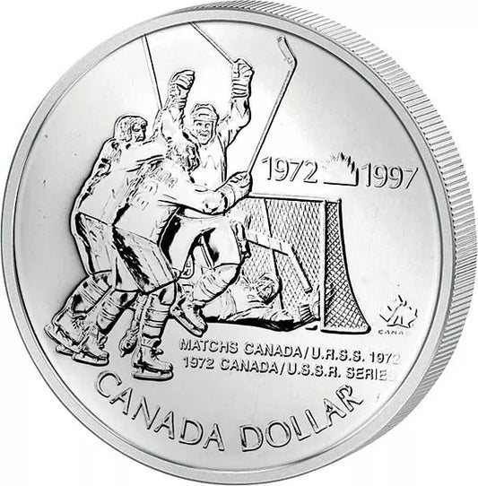 Billet de 1 dollar canadien pour les matchs de hockey sur glace de 1972 à 1997 (preuve à l'appui)
