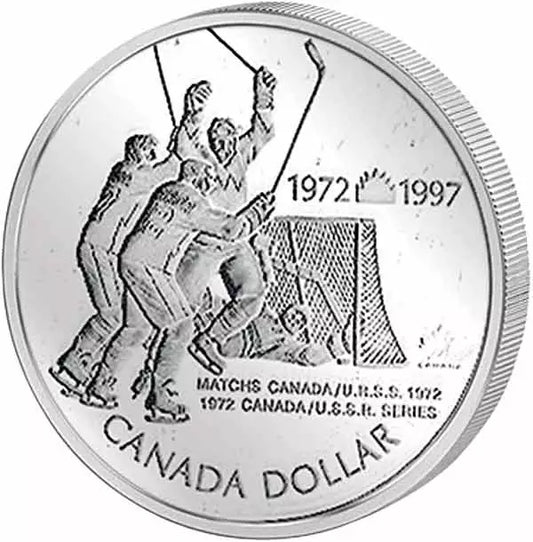 Billet de 1 dollar canadien commémorant les matchs de hockey sur glace de 1972 à 1997 (preuve)