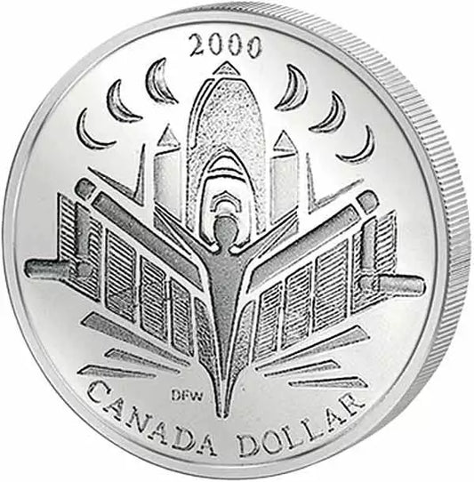 Pièce de 1 dollar canadien commémorant la découverte de l'espace, millésime 2000