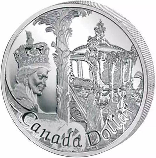 Pièce de 1 dollar canadien commémorant le 50e anniversaire du couronnement d'Élisabeth II, 2002 (qualité Belle Épreuve)