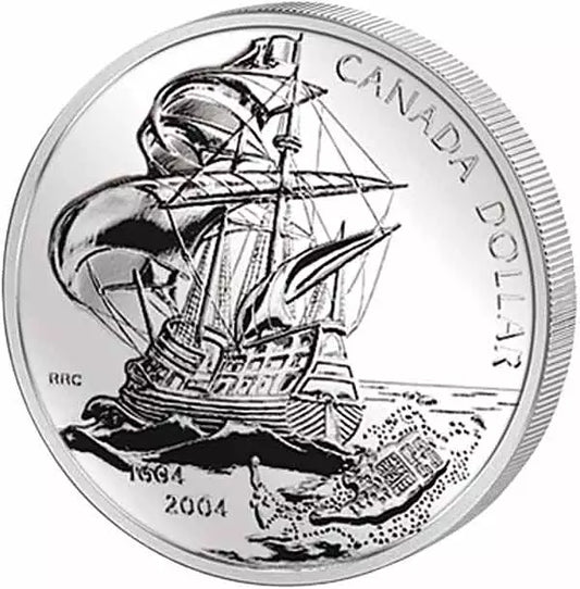 Pièce de 1 dollar canadien commémorant le 400e anniversaire du premier établissement français en 2004