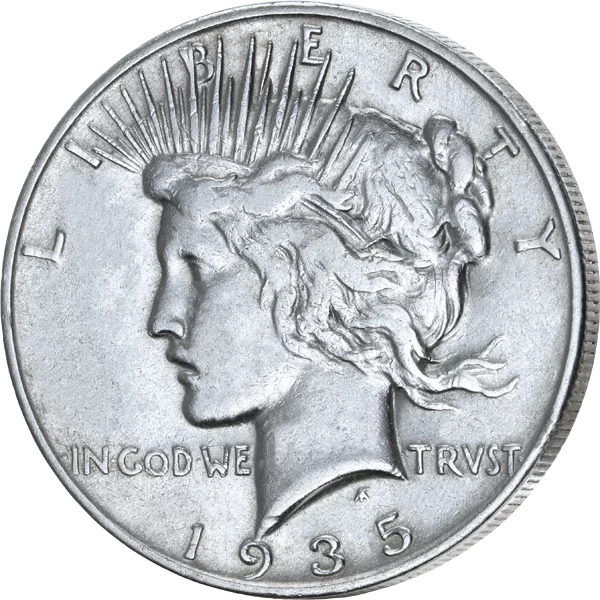 Pièce de 1 dollar américain « Paix » de 1935, en très bon état à excellent état.