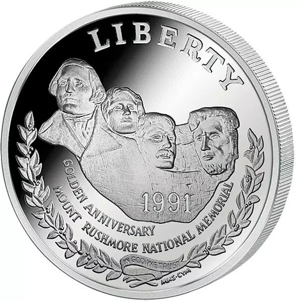 Pièce de 1 dollar américain commémorant le 50e anniversaire du Mont Rushmore en 1991