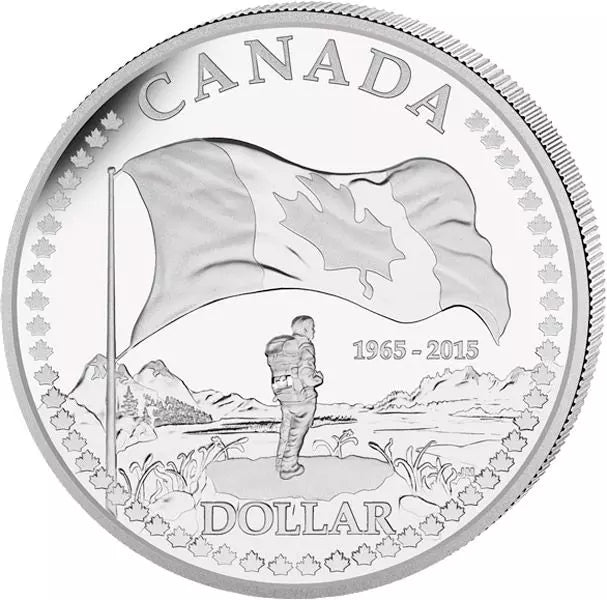 Pièce de 1 dollar canadien – 50 ans du drapeau canadien 2015