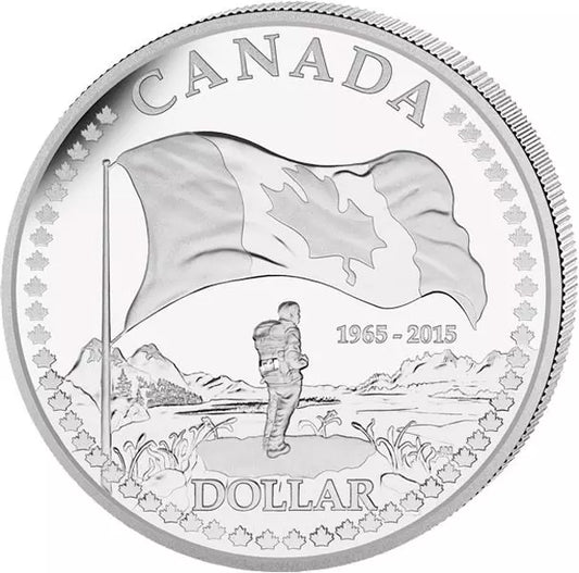 Pièce de 1 dollar canadien – 50 ans du drapeau canadien 2015