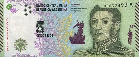 Billet de 5 Pesos Liberté Argentine 2015