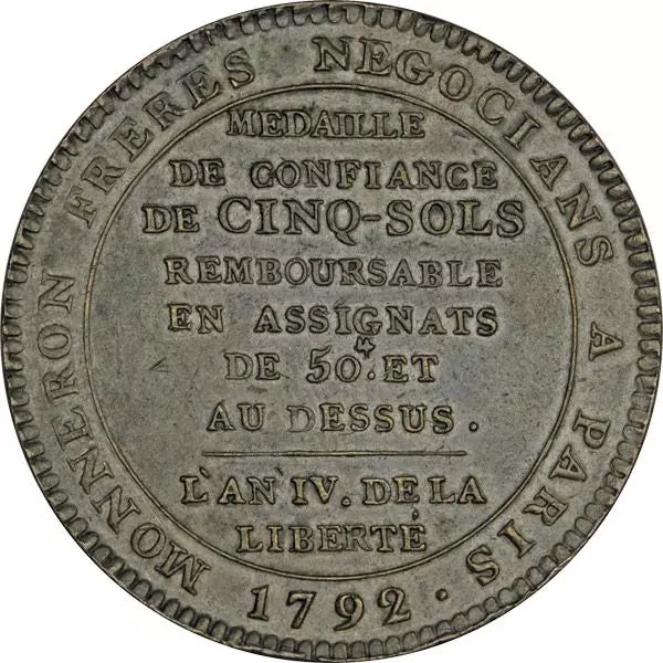 Cinq sols France Révolution française 1792